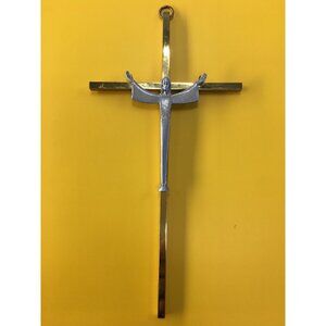 Vintage Mid Century Crucifix Jesus On Cross Metal Wall Hanging Decor 8.5'' Tall